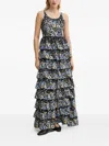 Munthe Floral-pattern Tiered Maxi Dress In Black