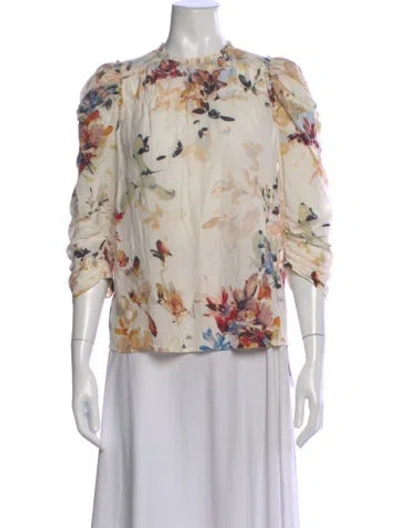 Pre-owned Munthe Floral Print Crew Neck Blouse In Neutral