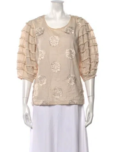 Pre-owned Munthe Floral Print Crew Neck Top In Neutrals