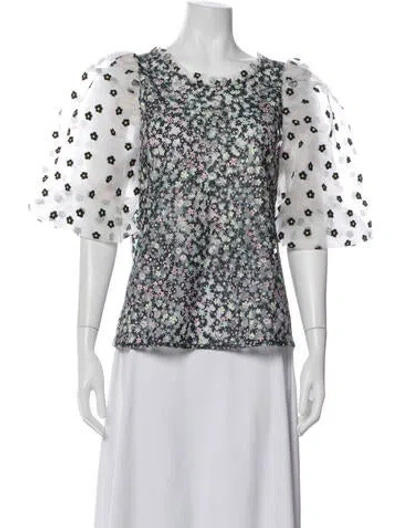 Pre-owned Munthe Floral Print Crew Neck Top In White
