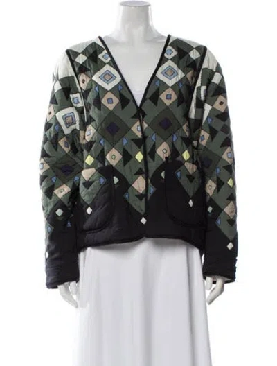 Pre-owned Munthe Floral Print Evening Jacket In Green