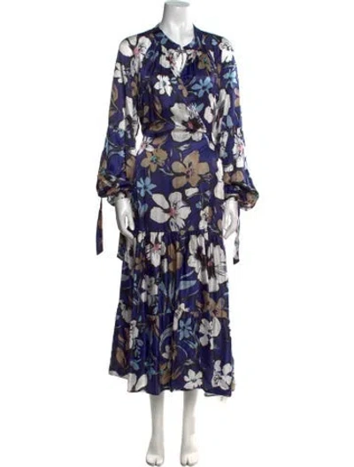 Pre-owned Munthe Floral Print Long Dress In Black