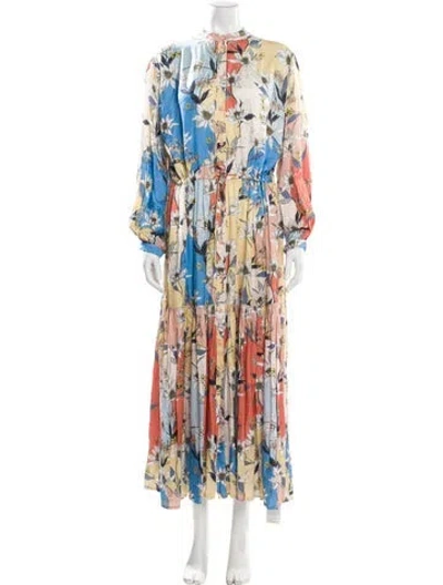Pre-owned Munthe Floral Print Long Dress In Blue