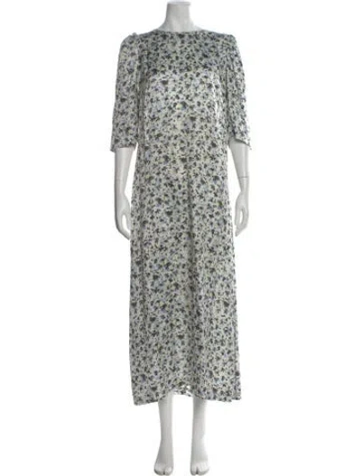 Pre-owned Munthe Floral Print Long Dress In Blue