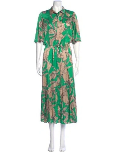 Pre-owned Munthe Floral Print Long Dress In Green