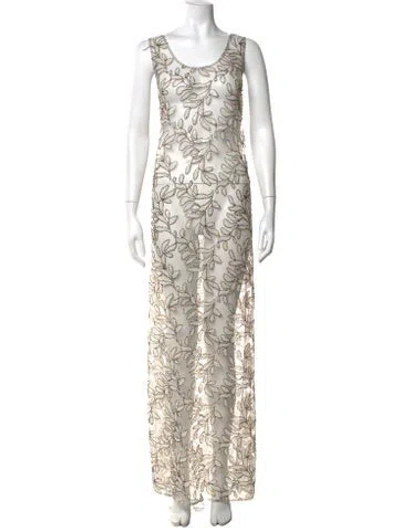 Pre-owned Munthe Floral Print Long Dress In Neutrals