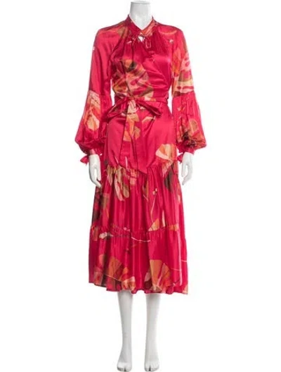 Pre-owned Munthe Floral Print Long Dress In Pink