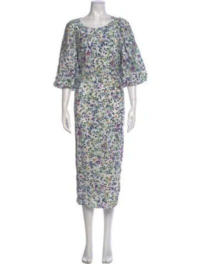 Pre-owned Munthe Floral Print Long Dress In White