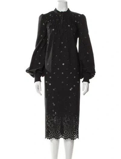 Pre-owned Munthe Floral Print Midi Length Dress In Black