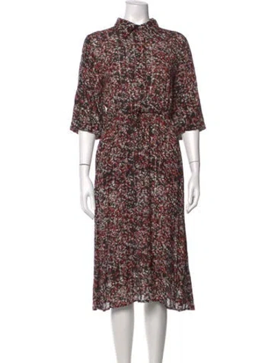 Pre-owned Munthe Floral Print Midi Length Dress In Black