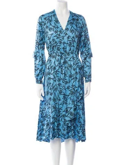 Pre-owned Munthe Floral Print Midi Length Dress In Blue
