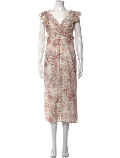 Pre-owned Munthe Floral Print Midi Length Dress In Neutrals/purple