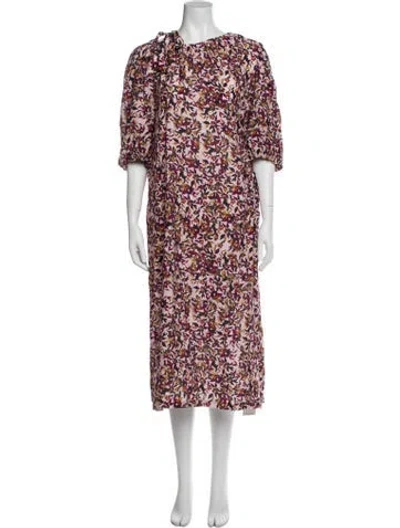 Pre-owned Munthe Floral Print Midi Length Dress In Pink