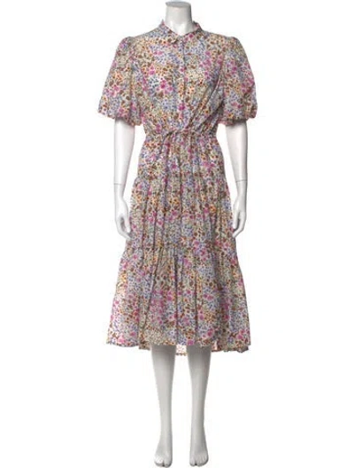Pre-owned Munthe Floral Print Midi Length Dress In Pink