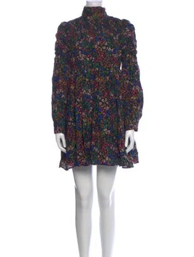 Pre-owned Munthe Floral Print Mini Dress In Black