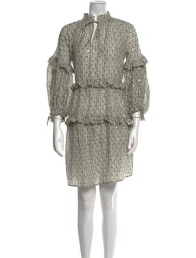 Pre-owned Munthe Floral Print Mini Dress In Green