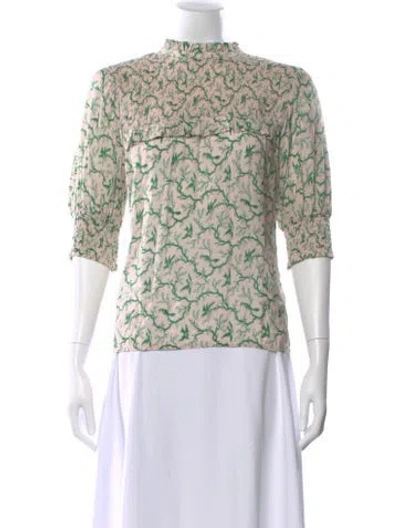 Pre-owned Munthe Floral Print Mock Neck Blouse In Multi