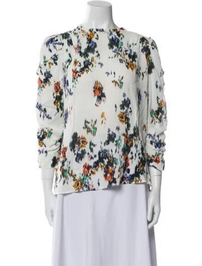 Pre-owned Munthe Floral Print Mock Neck Blouse In Multi