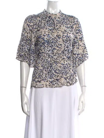 Pre-owned Munthe Floral Print Short Sleeve Top In White