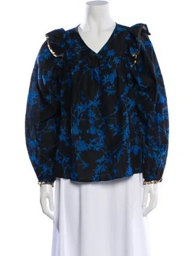 Pre-owned Munthe Floral Print V-neck Blouse In Multi