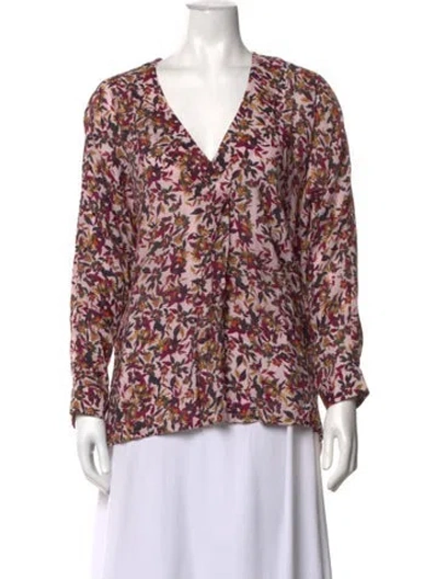 Pre-owned Munthe Floral Print V-neck Blouse In Pink
