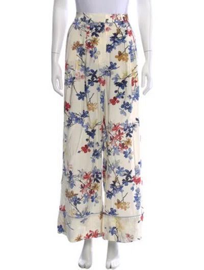 Pre-owned Munthe Floral Print Wide Leg Pants In Neutrals