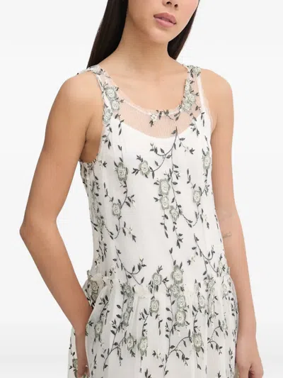 Munthe Floral-embroidered Maxi Dress In White