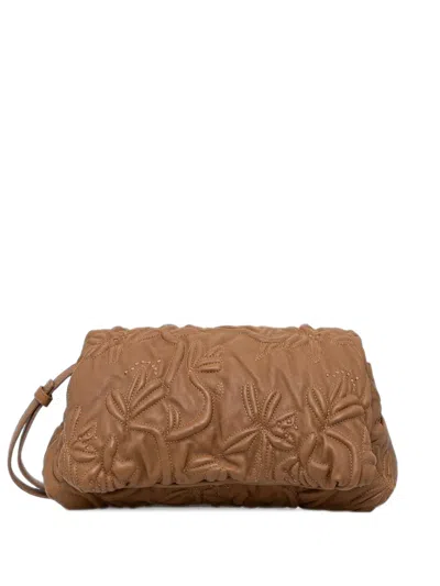 Munthe Foluke Floral-quilted Clutch Bag In Orange