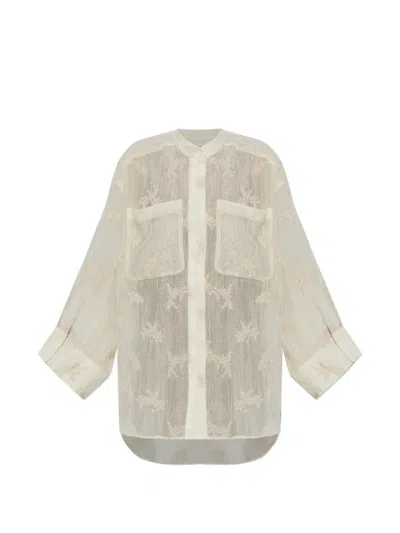 Munthe Fortunato Embroidered Sheer Shirt In Animal Print