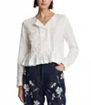 Munthe Fridoline Long Sleeve Top In Cream In White