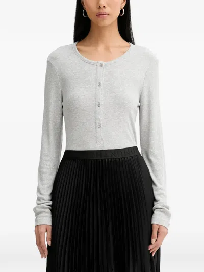 Munthe Grace Ribbed-knit Long-sleeved T-shirt In Gray