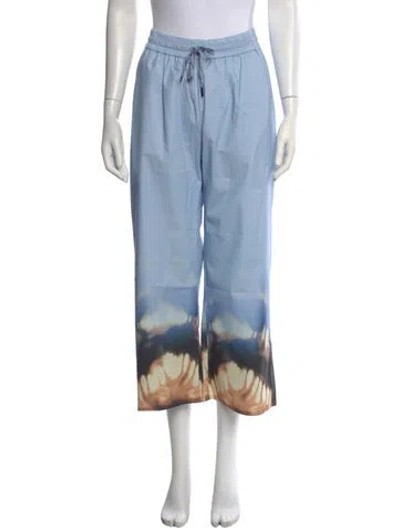 Pre-owned Munthe Graphic Print Wide Leg Pants In Blue