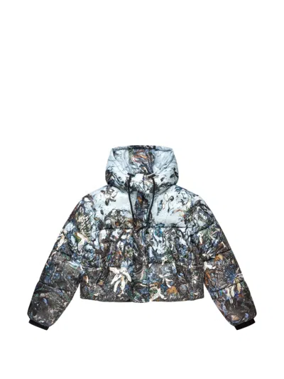 Munthe Graphic-print Quilted Coat In 블루
