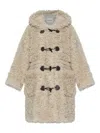 Munthe Hooded Faux-fur Coat In Neutral