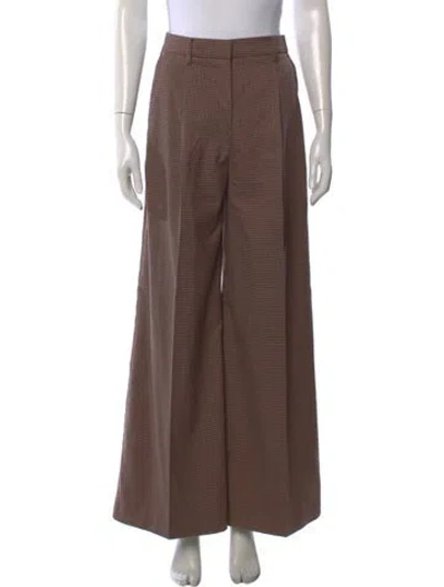 Pre-owned Munthe Houndstooth Print Wide Leg Pants In Brown