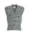 Munthe Knitted Gilet With Deep V-neck And Melange Pattern In Multi