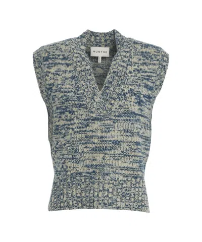 Munthe Knitted Gilet With Deep V-neck And Melange Pattern In Multi