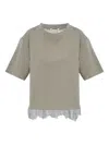 Munthe Lace-trim T-shirt In Brown