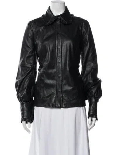 Pre-owned Munthe Lamb Leather Jacket In Black