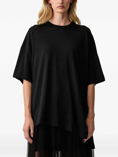 Munthe Lanster Graphic-print Asymmetric T-shirt In Black