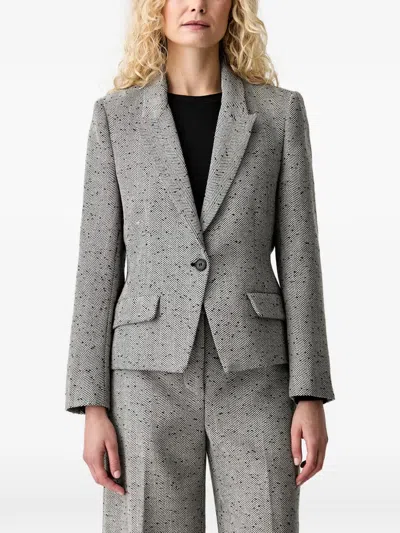 Munthe Lawo Herringbone-pattern Blazer In Gray