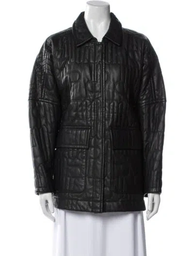 Pre-owned Munthe Leather Jacket In Black