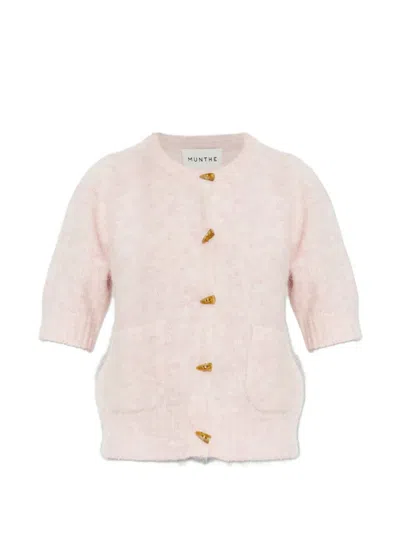 Munthe Locca Pocket Button Cardigan In Pink