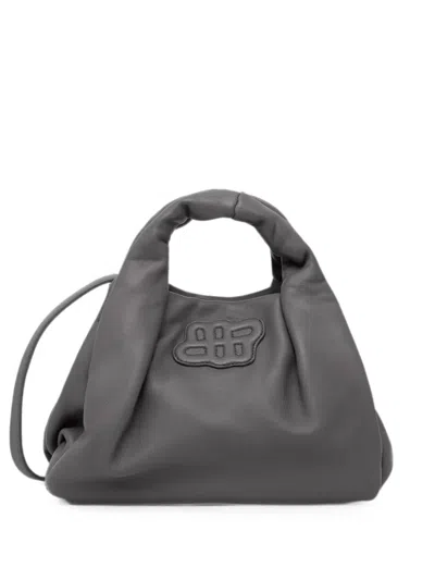 Munthe Logo-patch Ruched Tote Bag In Gray