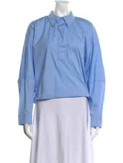 Pre-owned Munthe Long Sleeve Button-up Top In Blue