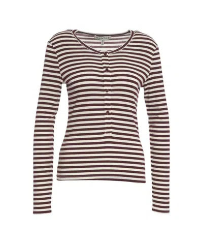 Munthe Long-sleeve Knit Top With Half-button Placket And Horizontal Stripes In Multi