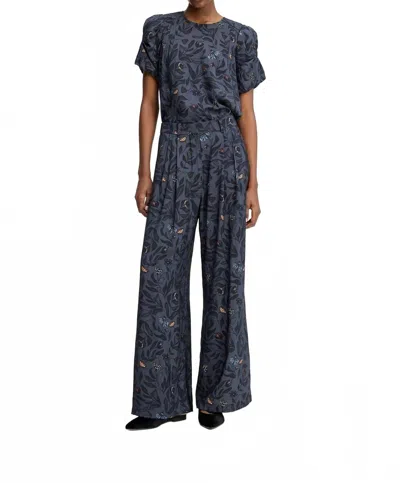 Munthe Lustanna Short Sleeve Blouse In Black In Blue
