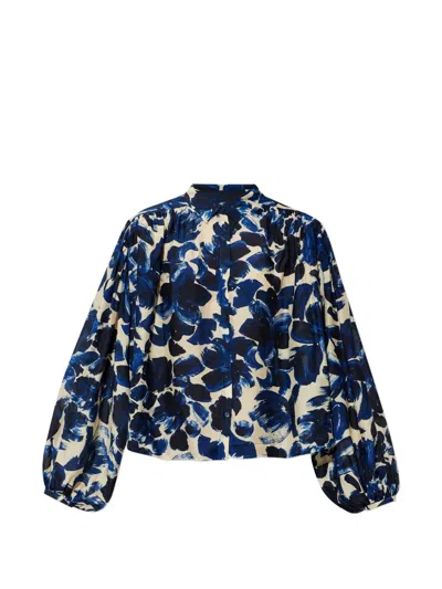 Munthe Lynx Floral-print Blouse In Blue