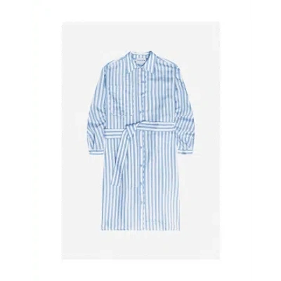 Munthe Mateo Stripe Shirt Dress With Belt Size: 10, Col: Blue/white