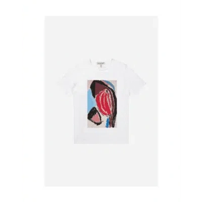 Munthe Micas Abstract Artistic T-shirt Col: White Multi, Size: 12